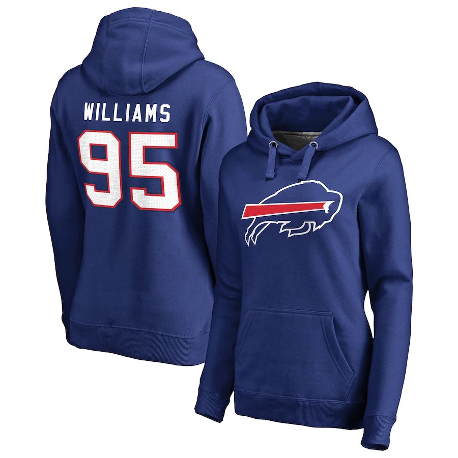 Women Buffalo Bills #95 Kyle Williams NFL Pro Line by Fanatics Branded Royal Player Icon Name & Number Pullover Hoodie->women nfl jersey->Women Jersey